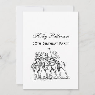 Invitation Match Polo Stylisé vintage Dessin #1 Noir