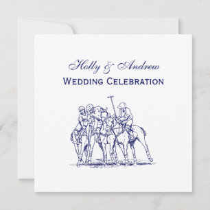 Invitation Match Polo Stylisé vintage Dessin N° 1 bleu