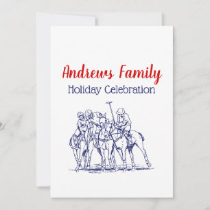 Invitation Match Polo Stylisé vintage Dessin N° 1 bleu