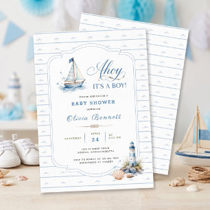 Invitation Matelot C'est un Garçon Baby Shower Bateau à Voile