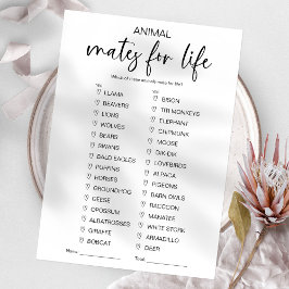 Invitation Mates d'animaux pour la Fête des mariées de vie je