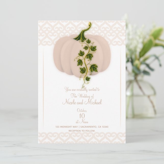 Invitation Matte Pink Citrouille Storybook Hearybook Mariage  (Debout devant)
