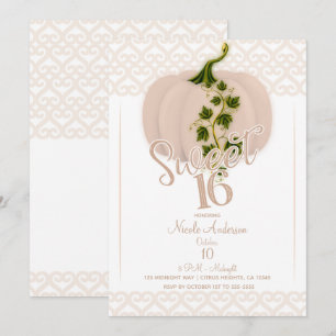 Invitation Matte rose Citrouille Sweet 16 Coeurs Anniversaire