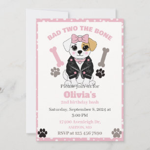 Invitation Mauvais deux l'invitation de chien os, fête chiot 