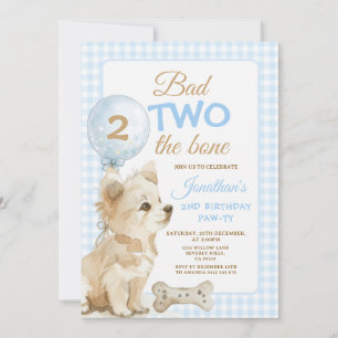 Invitation Mauvais jusqu'à l'os Puppy 2e Anniversaire Pawty G