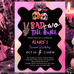 Invitation Mauvaise jusqu'à l'os Fille Rose Violet 2ème Anniv