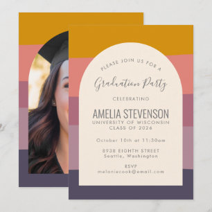 Invitation Mauve Abstraite Géométrique Partie de Graduation P