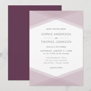 Invitation Mauve couche géométrique et Mariage violet foncé