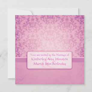 Invitation Mauve damask carré officiel mariage