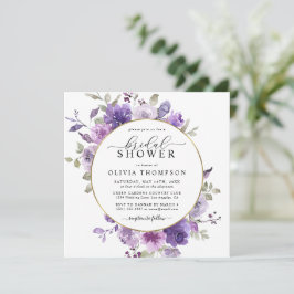 Invitation Mauve Dusty Purple Floral Argent Fête des mariées