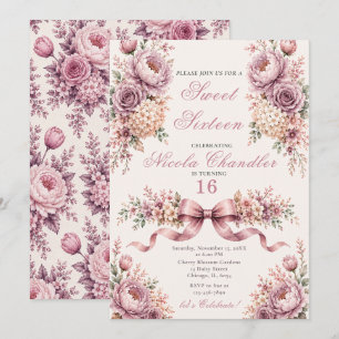 Invitation Mauve et Rose Gold Sweet Seize Ans