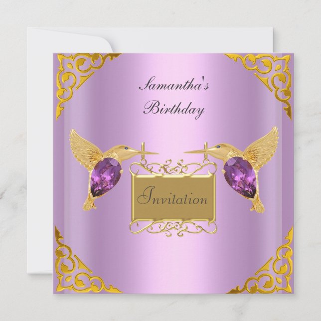 Invitation Mauve Gold Jewel Birds (Devant)