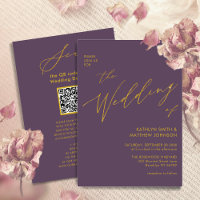 Mauve Gold QR Code Tout en un mariage élégant