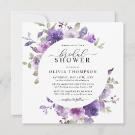 Invitation Mauve Lilac Dusty Fête des mariées florale violett