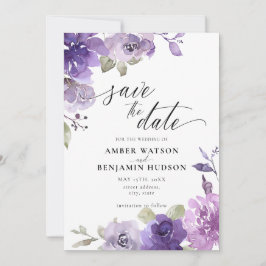Invitation Mauve Lilac Dusty Purple Floral Enregistrer La Dat