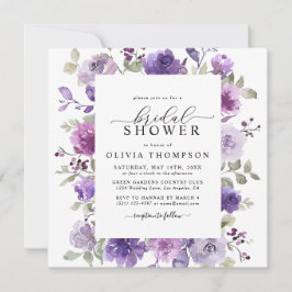 Invitation Mauve Lilac Purple Floral Aquarelle Fête des marié