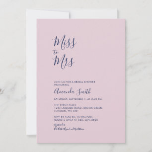 Invitation Mauve & Navy Simple Mariage Minimaliste