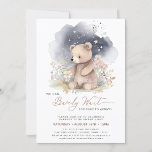 Invitation Mauve, on peut attendre le Baby shower fille