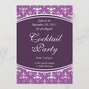 Invitation Mauve ultra élégant - Argent Embossé Damask