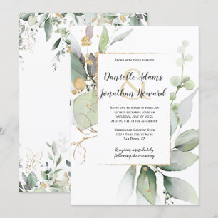 Invitation Meadow Green et Feuilles d'or Mariage géométrique 