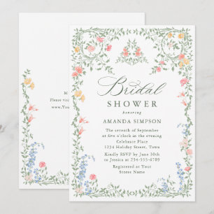 Invitation Meadow Pastel Français Rose Fête des mariées Flora