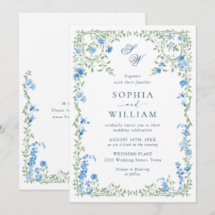Invitation Meadow Pastel Français Rose Floral Mariage