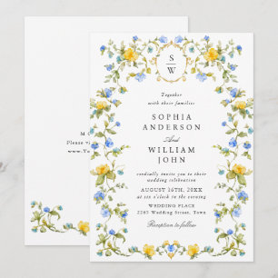 Invitation Meadow Pastel Français Rose Floral Mariage