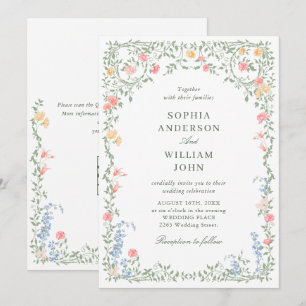 Invitation Meadow Pastel Rose Floral Mariage code QR