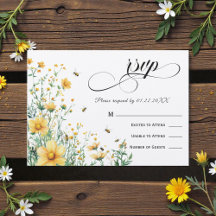 Meant to Bee Rustic Yellow Wedding RSVP