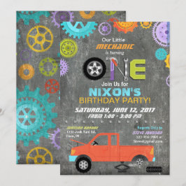 Invitation Mécanicien de voiture Outils tableau de bord Anniv