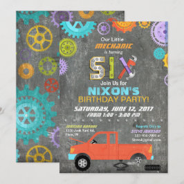 Invitation Mécanicien de voiture Outils tableau de bord Anniv