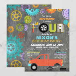 Invitation Mécanicien de voiture Outils tableau de bord Anniv