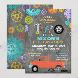 Invitation Mécanicien de voiture Outils tableau de bord Anniv