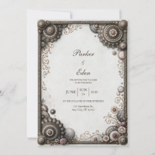 Invitation Médaillon de mariage en bronze antique