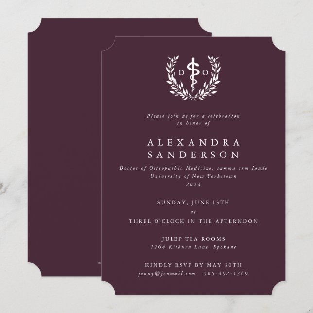 Invitation Médecin bourguignon diplômé en médecine ostéopathi (Devant / Derrière)