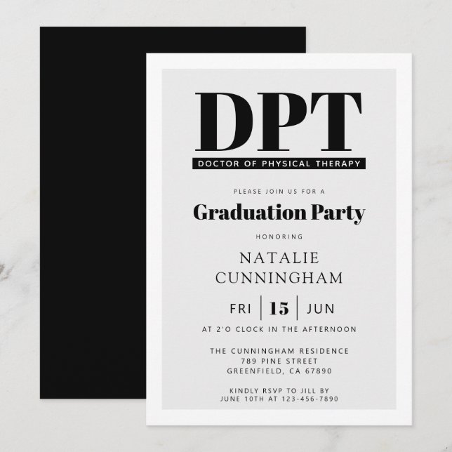 Invitation Médecin DPT moderne de la thérapie physique (Devant / Derrière)