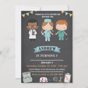 Invitation Médecin personnel Fête d'anniversaire médicale pou