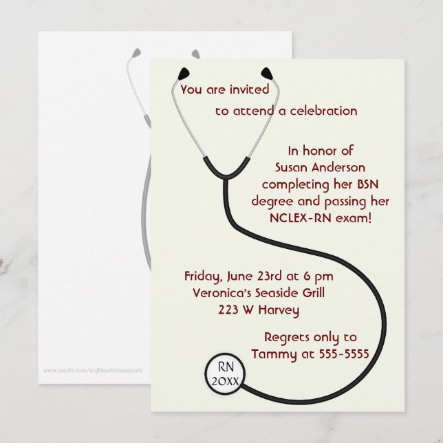 Invitation Médicale ou de diplôme en soins (Devant / Derrière)