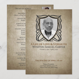 Invitation Medieval‑Inspired Shield 5 Photo Collage Memorial