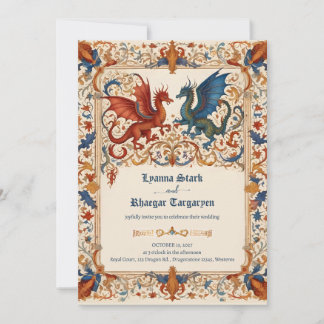 Invitation Medieval Wedding Invitation, Ancient Manuscript