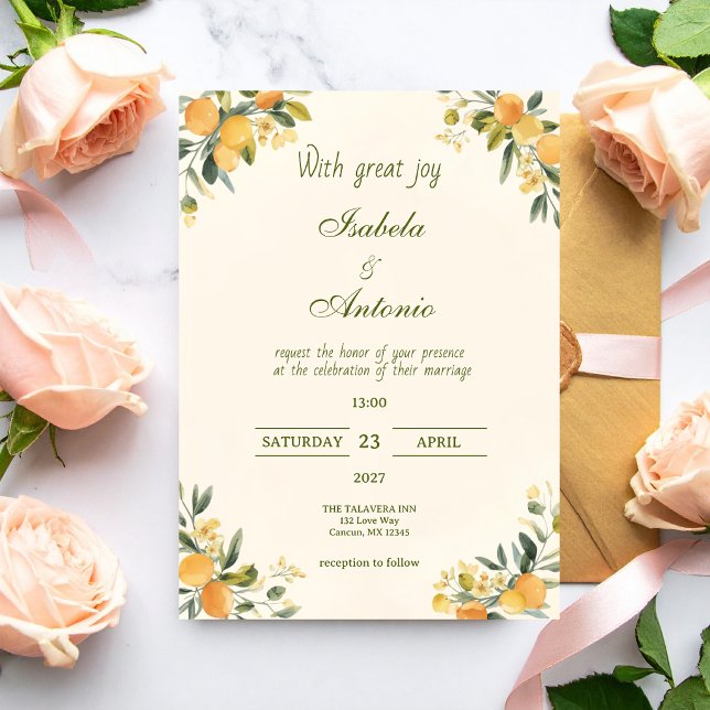 Invitation Mediterranean Citrus Botanical Wedding (Créateur téléchargé)