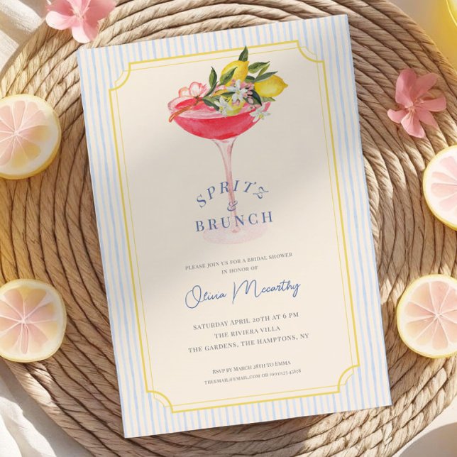 Invitation Mediterranean Spritz & Brunch Lemon Bridal Shower (Créateur téléchargé)
