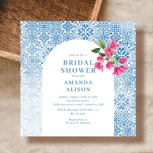 Invitation Mediterranean tile pattern Bridal Shower (Créateur téléchargé)