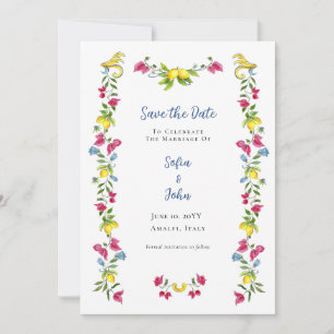 Invitation Méditerranéen Jardin Floral Enregistrer la Date