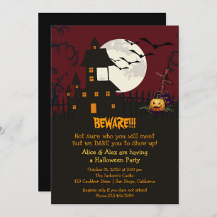 Invitation Méfiez-vous de l'invitation du parti Halloween Hou