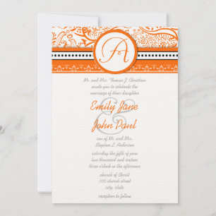 Invitation Mehndi Coral Indien Orange Inséparable Mariage
