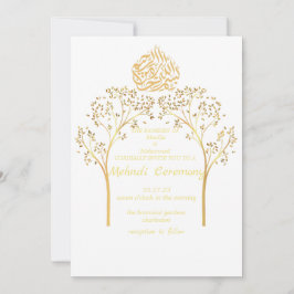 Invitation Mehndi Floral élégant mariage musulman BLANC