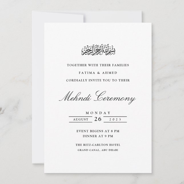 Invitation Mehndi Henna Mariage musulman islamique (Devant)