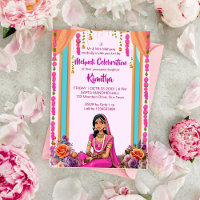 Mehndi mariage indien mariée mignonne en rose