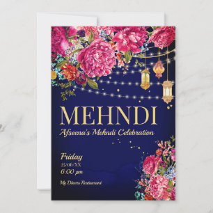 Invitation Mehndi Starry nuit Arabe lanternes floral